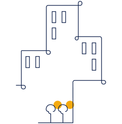 Illustration. Träd utanför en bostadsrättsförening.