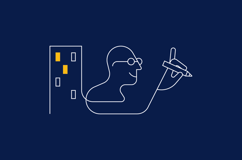 Illustration. Skrivbordsstämma i brf.