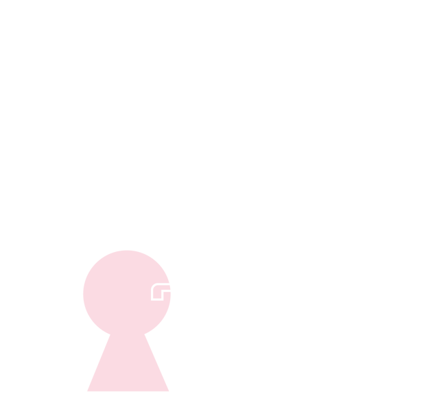 Kvinna låser upp dörr. Man håller i blomkruka. Illustration.