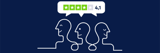 Illustration på tre personer och en pratbubbla med betyget 4,1 stjärnor på Trustpilot.