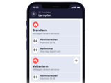 Mobil som visar app med en larmplan från Tryva.