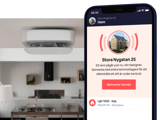 Brandvarnare i lägenhet samt en mobil med app som larmar om brand i närliggande lägenhet.